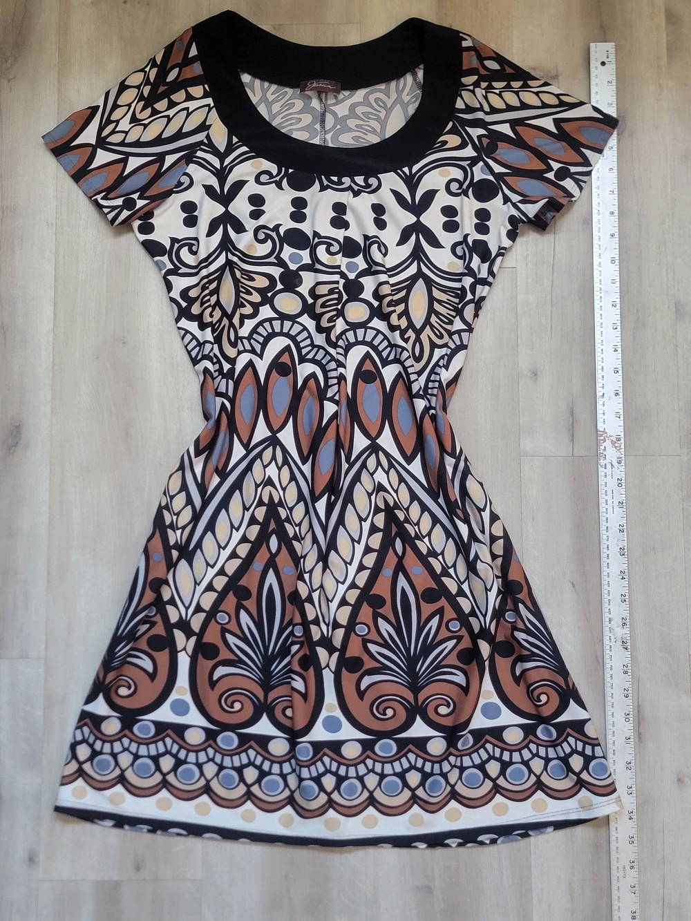 Jessica Vintage Retro Kaleidoscope Geometric Print A-Line Dress M